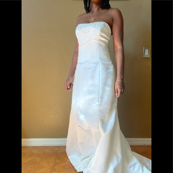 Beaded White Wedding Dress - Picture 1 of 16